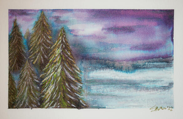 Trees in a snowy field