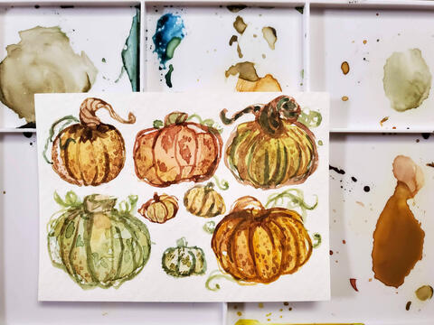 Pumpkins watercolor