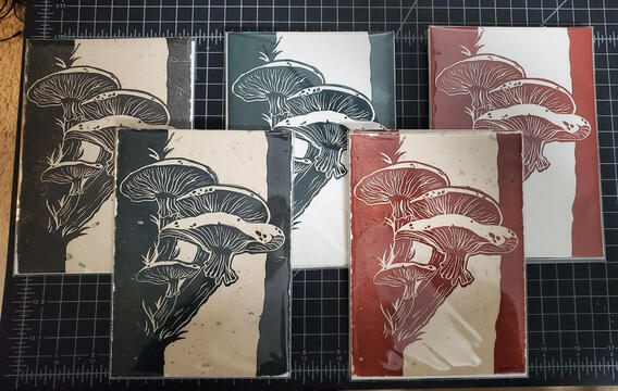 Mushrooms block print