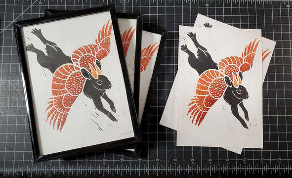 The Wolpertinger block print color