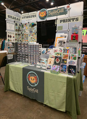 6ft table &amp; print rack at the Fruit Flea