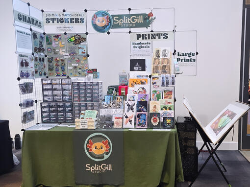 6ft table &amp; print rack at Golden Belt Art Market