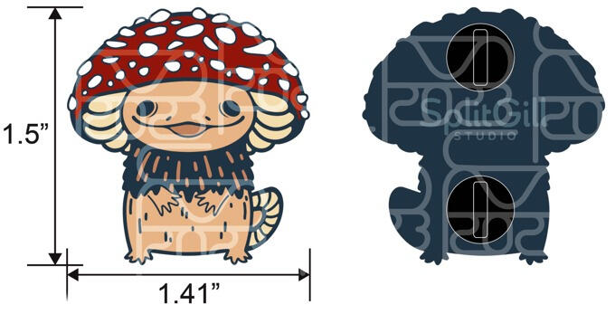 Mushroom Axolotl Enamel Pins