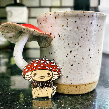 Mushroom Axolotl Enamel Pins